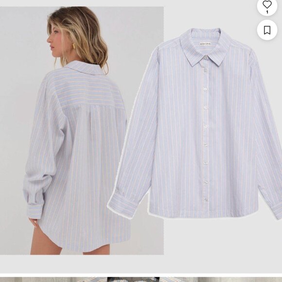 NWT For Love And Lemons Lakeside Stripe Button Down Top - Picture 1 of 5
